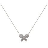 0.80ct Diamond 18K Gold Butterfly Pendant Necklace