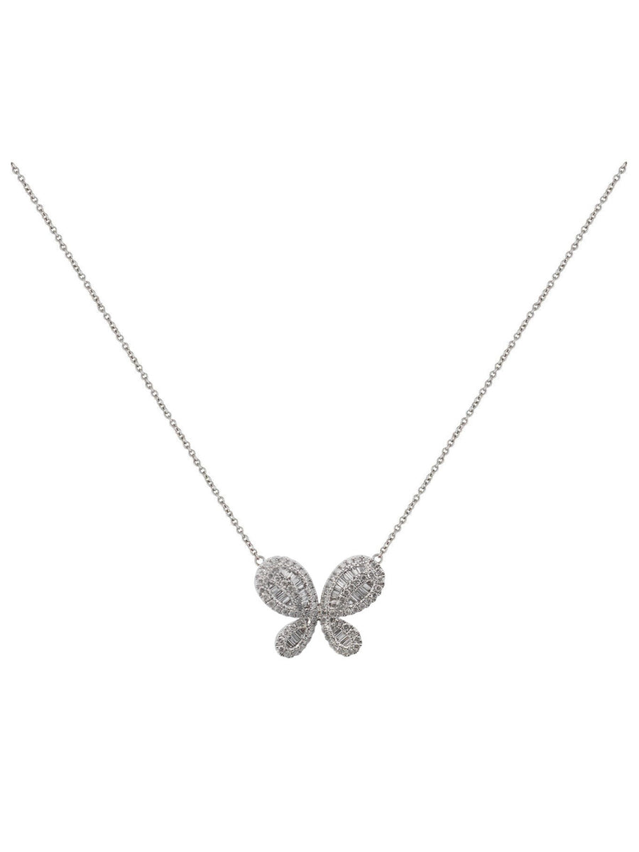0.80ct Diamond 18K Gold Butterfly Pendant Necklace