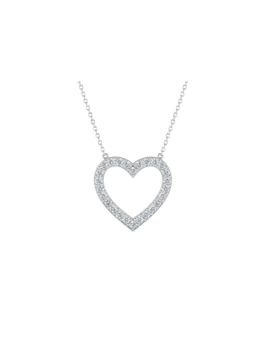 0.50ct Diamond 14K Gold Heart Pendant Chain Necklace