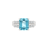 3.94ct Diamond Aquamarine Platinum Cushion Ring