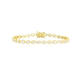 4.16ct Diamond 18K Gold Teardrop Bezel Tennis Bracelet