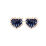 5.06ct Diamond Sapphire 18K Gold Cluster Heart Earrings