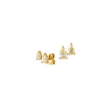 0.64ct Fancy Yellow Diamond 18K Gold Double Pear Cut Stud Earrings