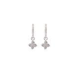 0.50ct Diamond 14K Gold Flower Dangle Drop Huggie Hoop Earrings