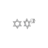 0.11ct Diamond 18K Gold Star of David Stud Earrings