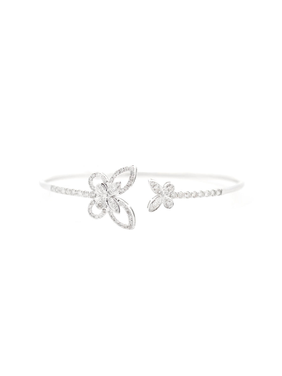 0.95ct Diamond 18K Gold Butterfly Cuff Bracelet