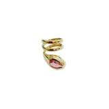 1.73ct Diamond Pink Tourmaline 18K Gold Spiral Snake Ring