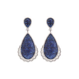 16.46ct Blue Sapphire Diamond 18K Gold Statement Dangle Earrings