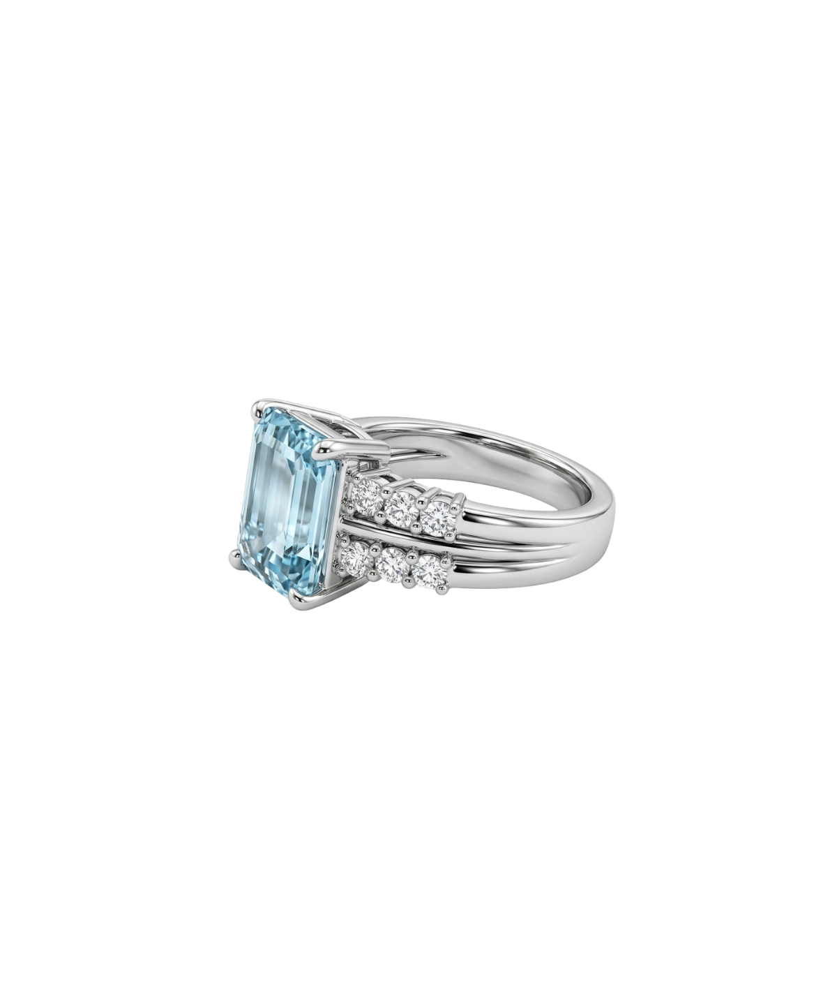 3.94ct Diamond Aquamarine Platinum Cushion Ring