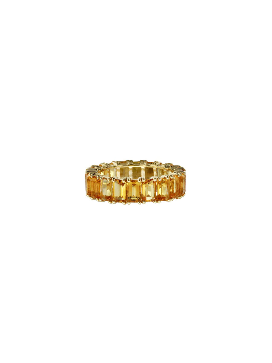6.68ct Citrine 14K Gold Emerald Cut Eternity Ring