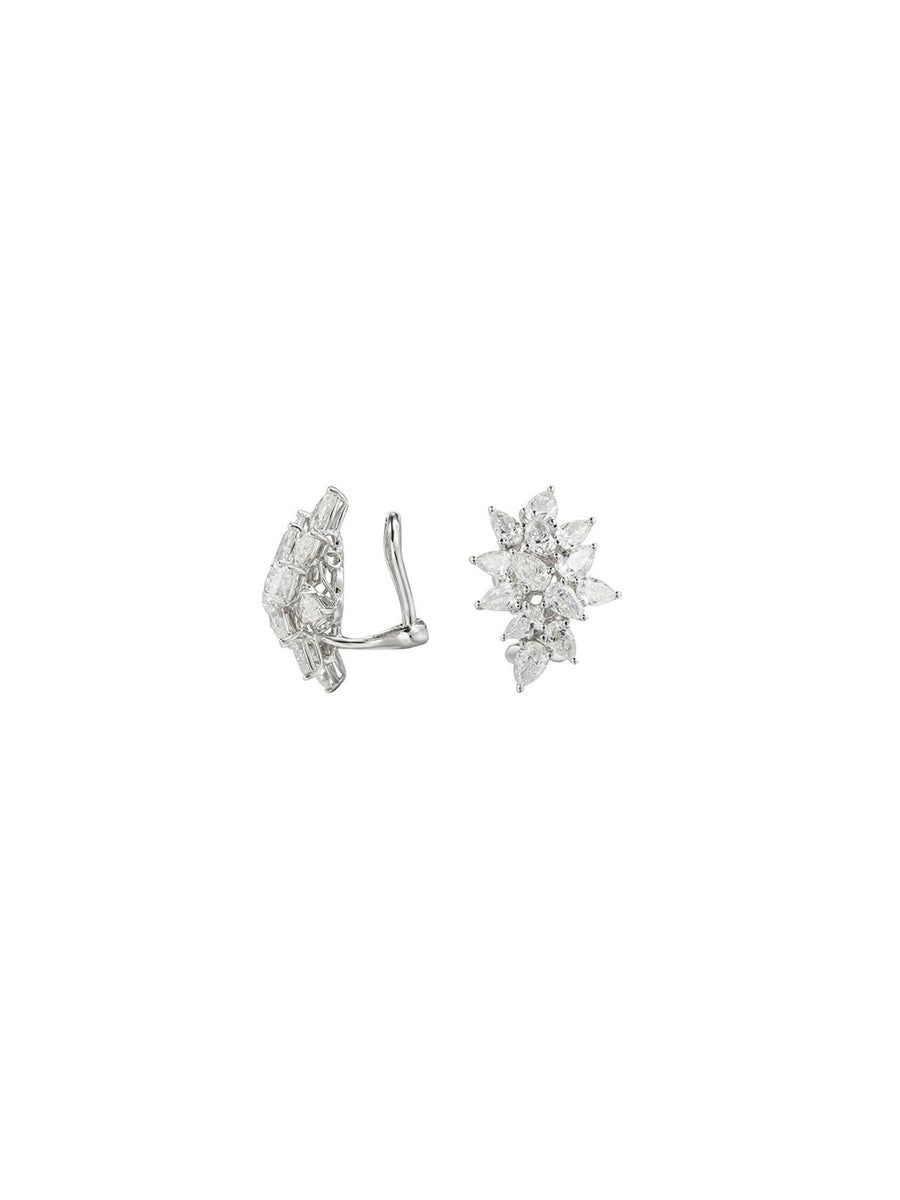 1.90ct Diamond 18K Gold Pear Cut Cluster Earrings