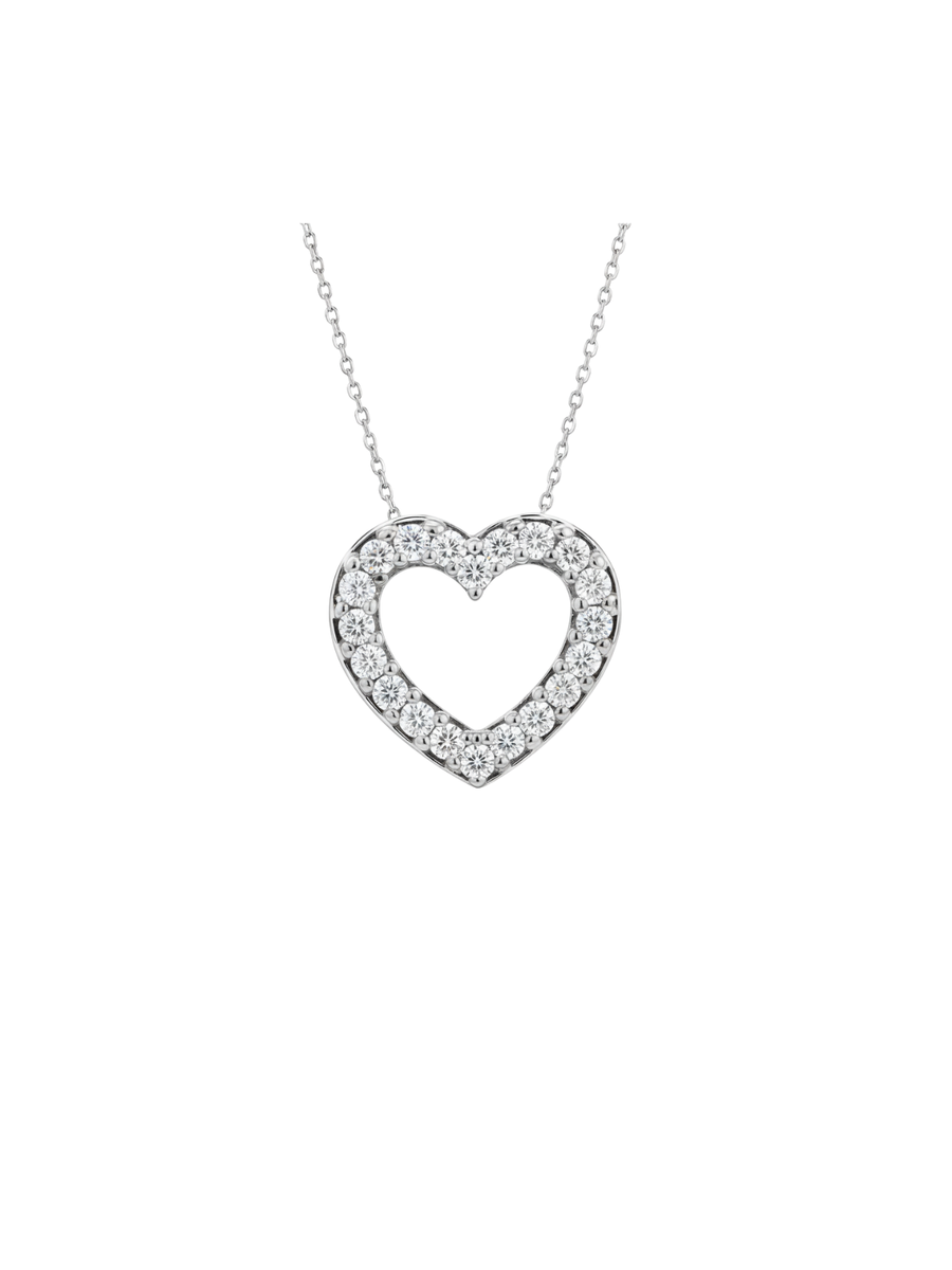 0.50ct Diamond 14K Gold Heart Pendant Chain Necklace