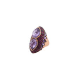15.91ct Diamond Ruby Amethyst 18K Gold Pear Cocktail Ring