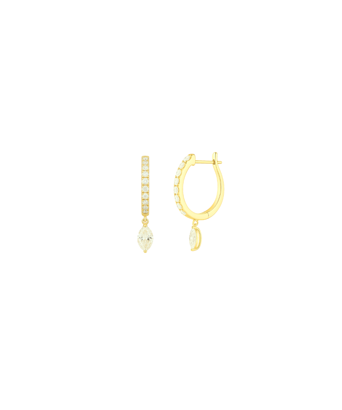0.75ct Diamond 18K Gold Marquise Dangle Drop Earrings