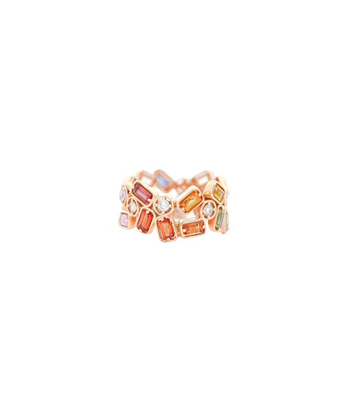 2.80ct Diamond Multi Color Gemstone 18K Gold Eternity Ring