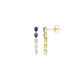 1.20ct Diamond Sapphire 18K Gold Dangle Drop Earrings