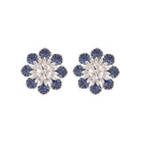 6.29ct Sapphire Diamond 14K Gold Flower Earrings