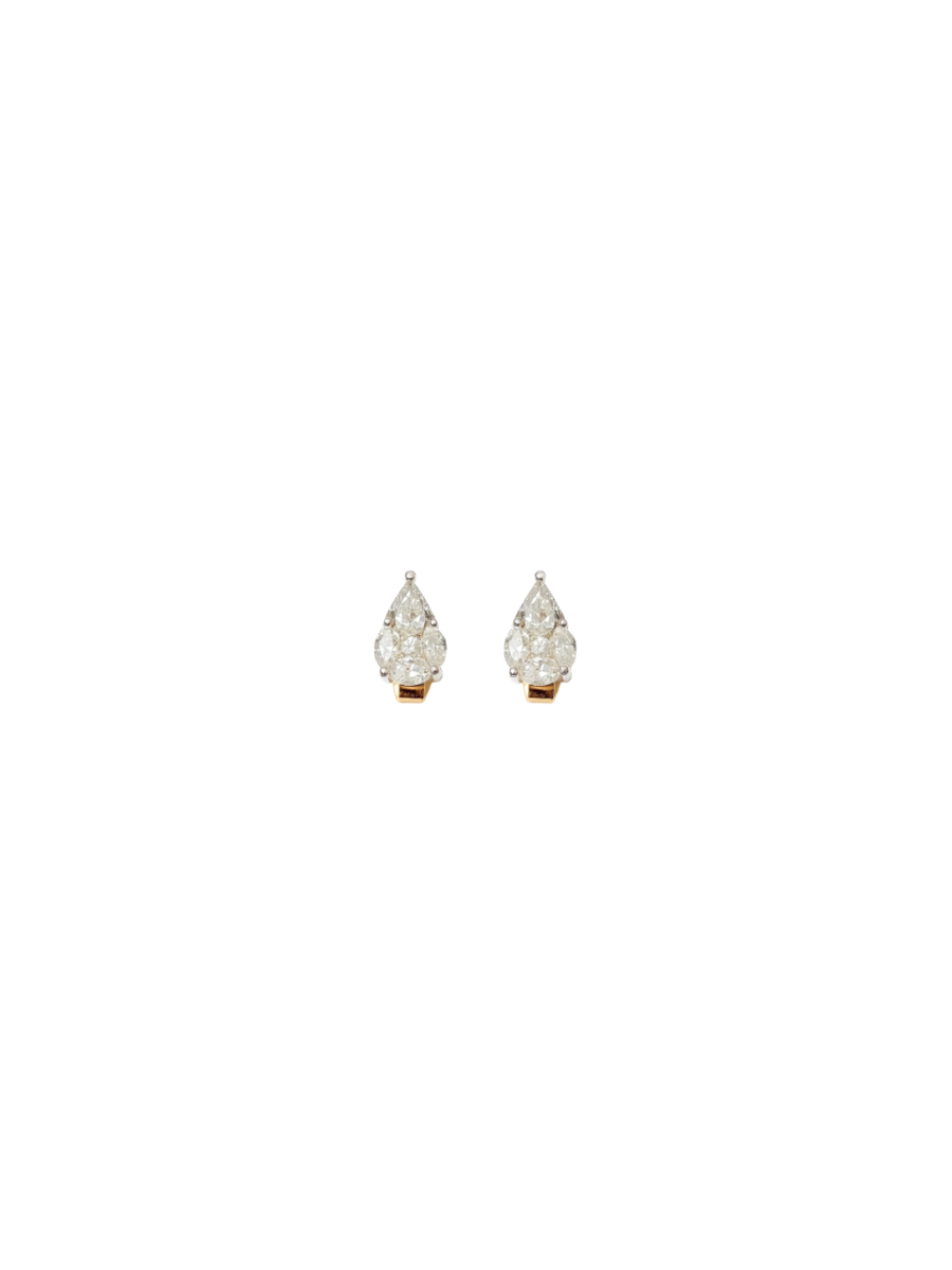 4.12ct Diamond 18K Gold Illusion Pear Studs