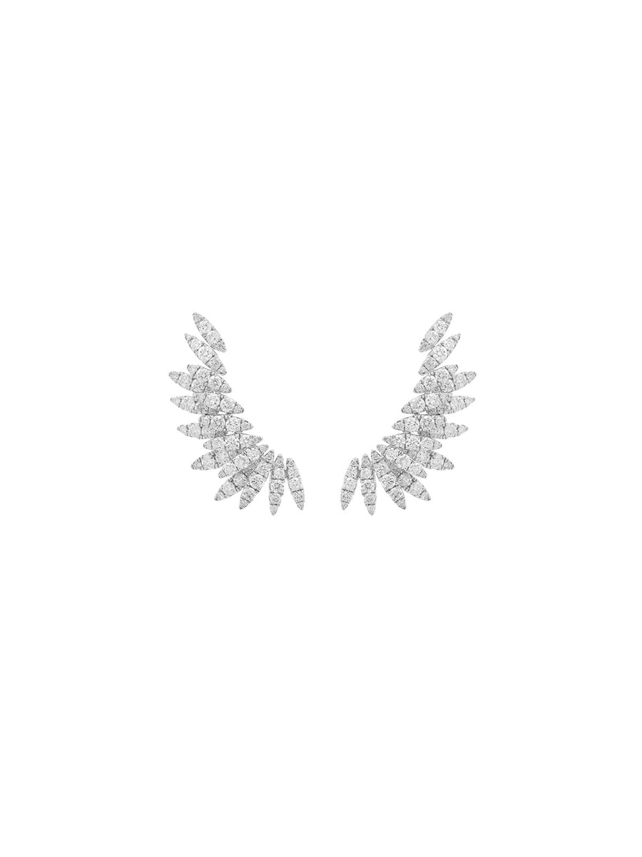 2.36cts Diamond 18K Gold Wing Climber Earrings