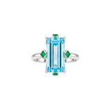 14.97ct Sky Blue Topaz Emerald 18K Gold Cocktail Ring