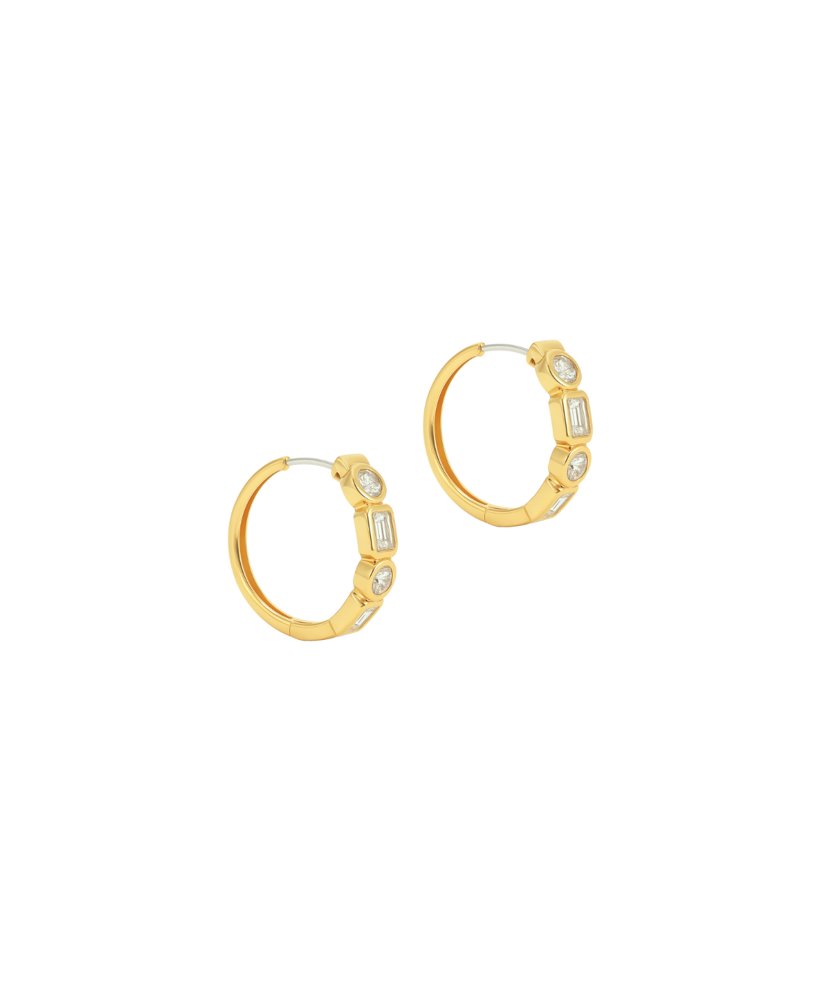 0.87ct Diamond 14K Gold Multi Shape Hoop Earrings