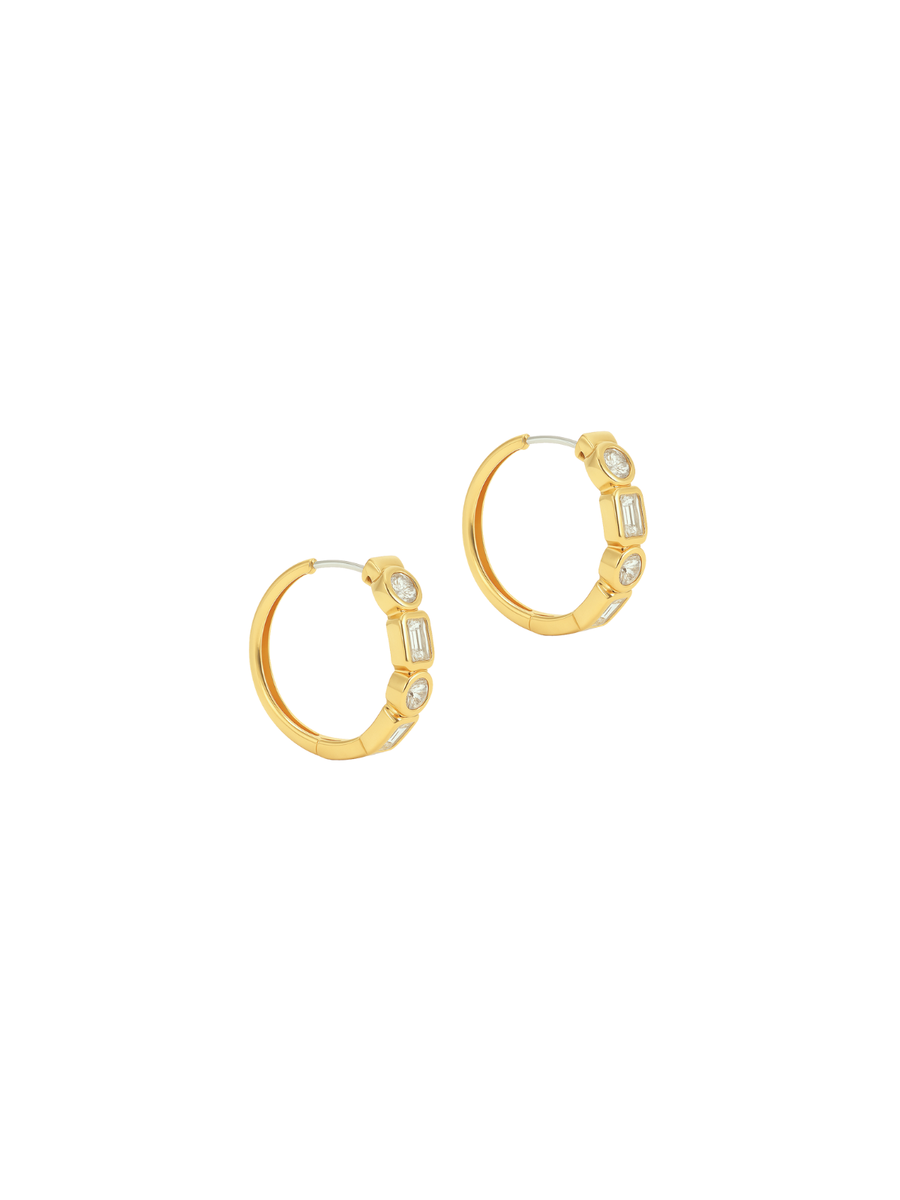 0.87ct Diamond 14K Gold Multi Shape Hoop Earrings
