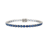 12.28ct Blue Sapphire 18K Gold Oval Tennis Bracelet