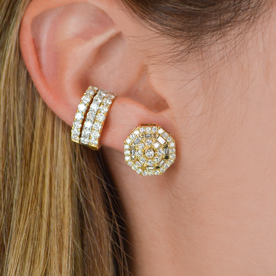 1.50ct Diamond 14K Gold Statement Stud Earrings