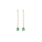 1.06ct Diamond Emerald 18K Gold Dangle Drop Earrings