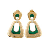 13.00ct Diamond Malachite 18K Gold Hammered Door Knocker Earrings