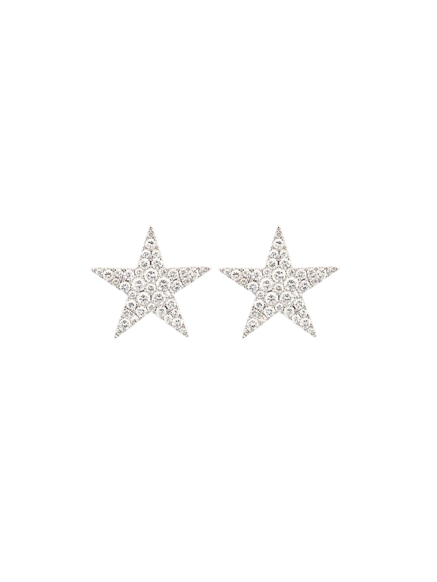 1.80ct Diamond 18K Gold Pave Star Earrings