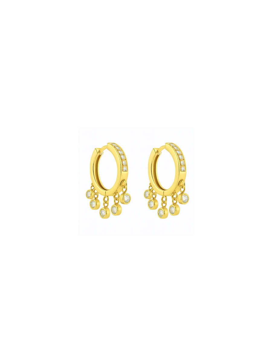 0.69ct Diamond 14K Gold Hoop Dangle Drop Earrings