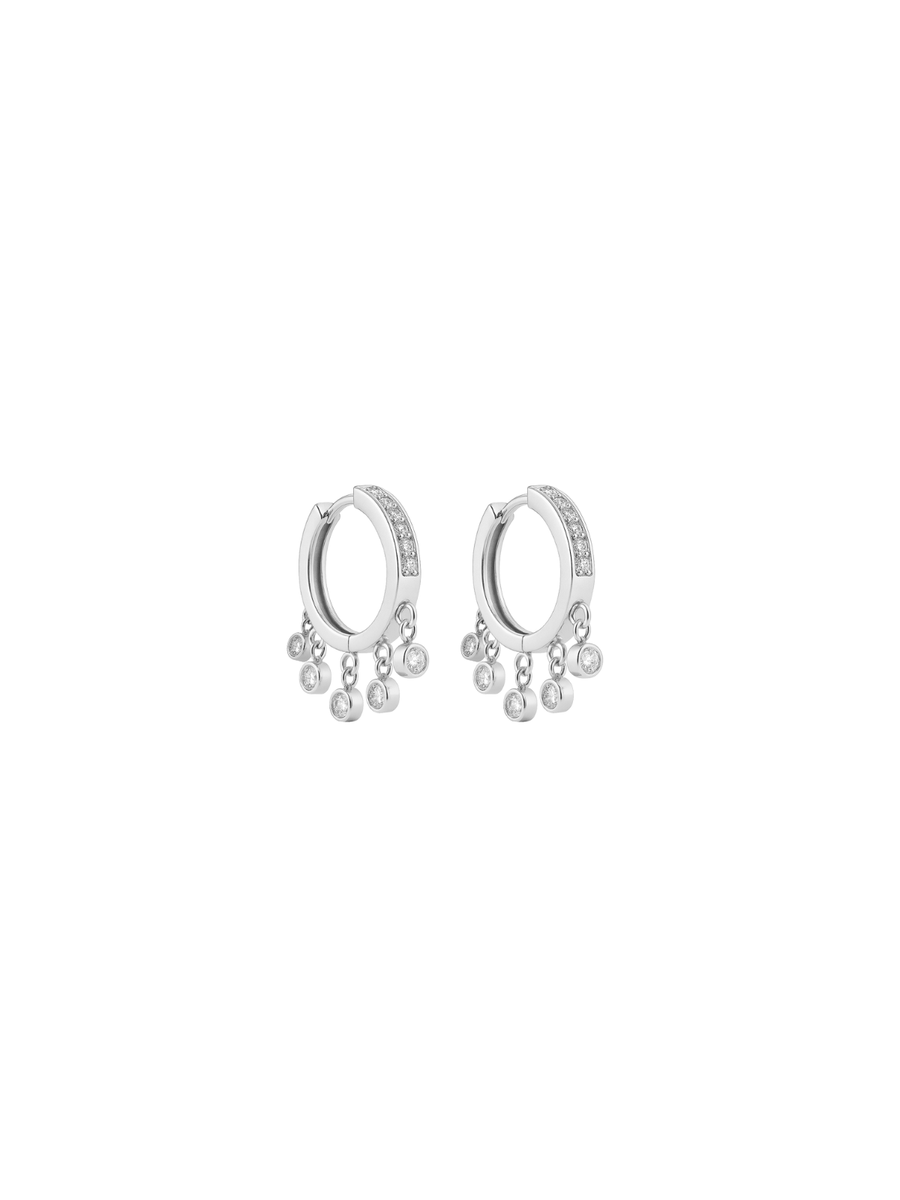 0.42ct Diamond 14K Gold Hoop Dangle Drop Earrings