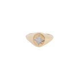 0.04ct Diamond 18K Gold Star Signet Ring