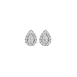 0.38ct Diamond 18K Gold Pear Halo Stud Earrings