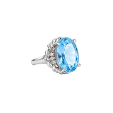 6.32ct Diamond Aquamarine Platinum Oval Ring