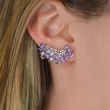 5.17ct Diamond Amethyst 18K Gold Cluster Climber Earrings