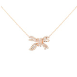 1.00ct Diamond 18K Gold Pendant Bow Necklace