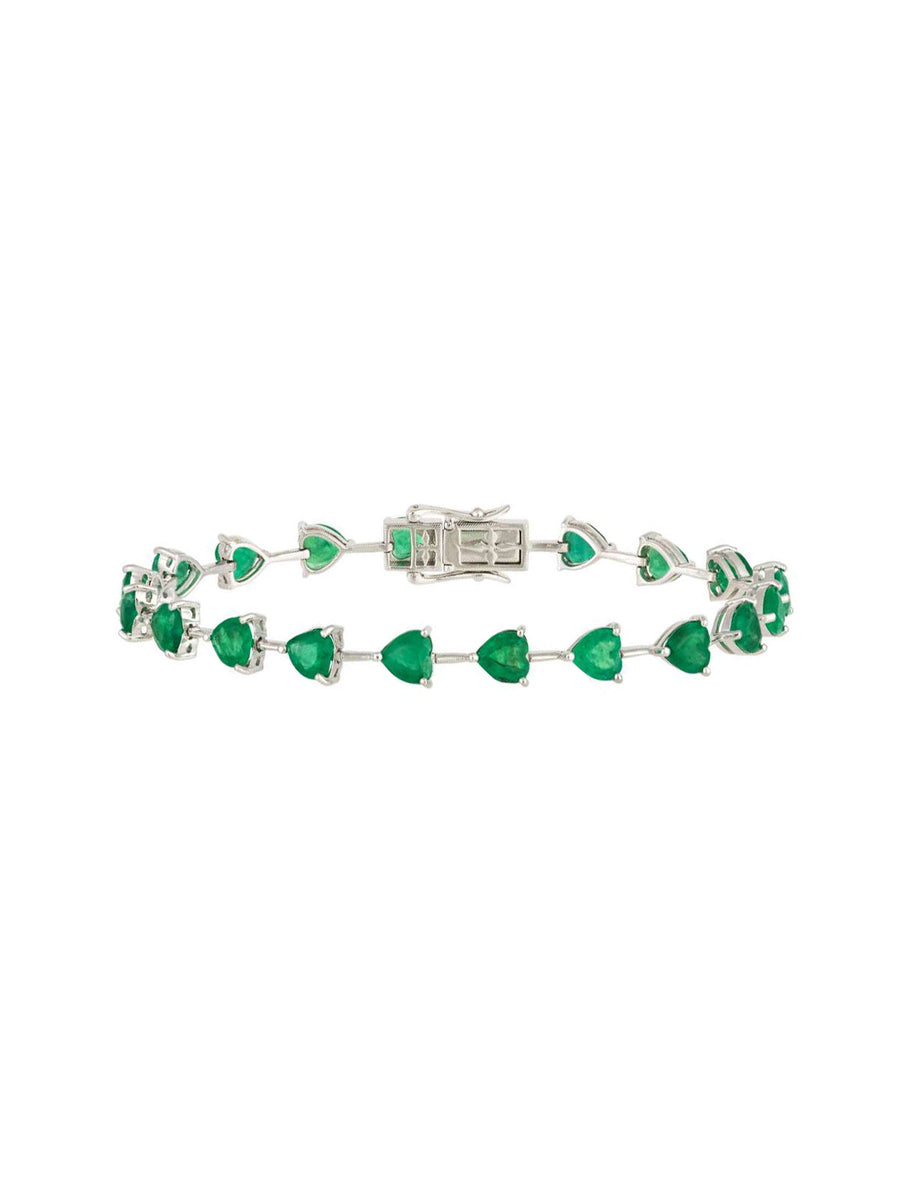 8.42ct Emerald 18K Gold Heart Link Bracelet