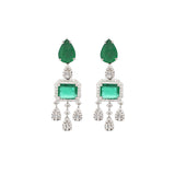 10.60ct Emerald Diamond 18K Gold Statement Drop Earrings
