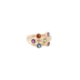 2.31ct Diamond Multi Color Gem 14K Gold Bezel Multi Row Ring