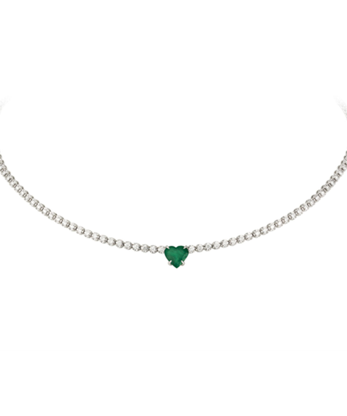 4.78ct Diamond Emerald 18K Gold Heart Tennis Necklace