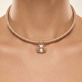 20.05ct White Topaz 18K Gold Oval Statement Pendant