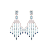 18.24ct Diamond Aquamarine Sapphire 18K Gold Chandelier Earrings