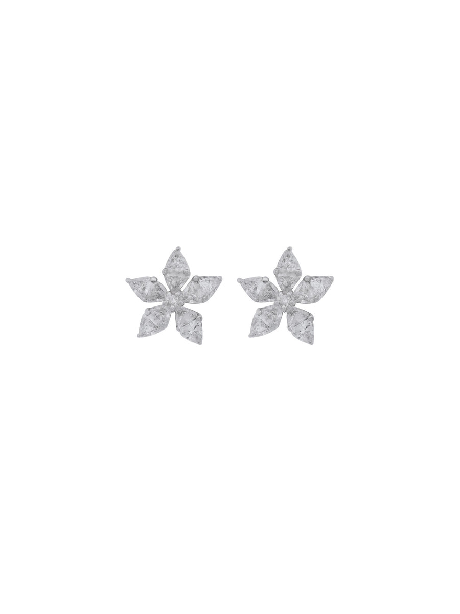 0.88ct Diamond 18K Gold Flower Earrings