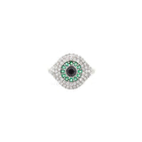 0.90ct Diamond Emerald 18K Gold Evil Eye Ring