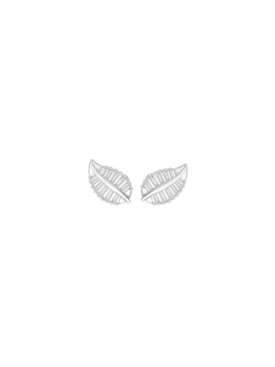 0.30ct Diamond 18K Gold Dainty Leaf Stud Earrings