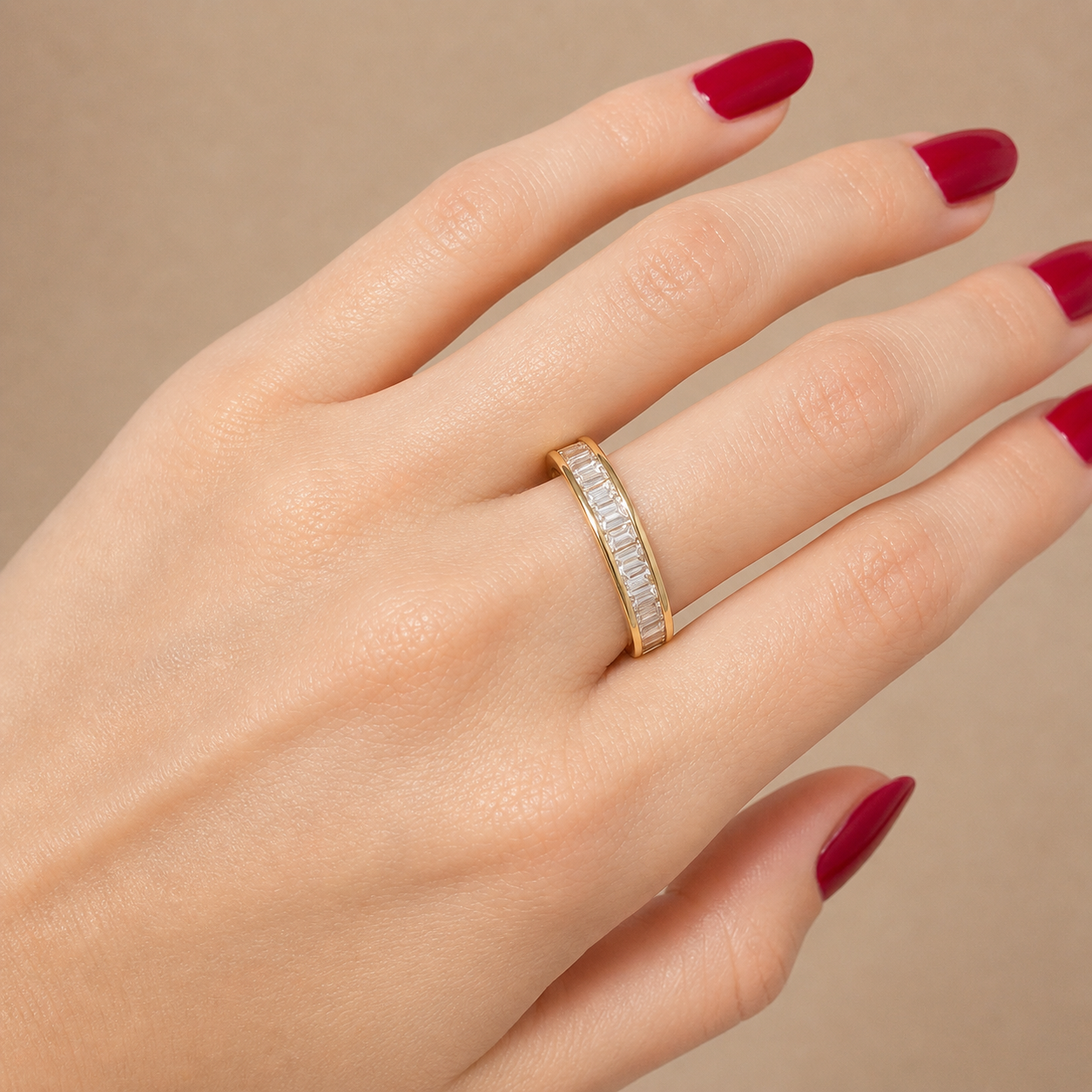 3.00ct Diamond 14K Gold Baguette Eternity Ring