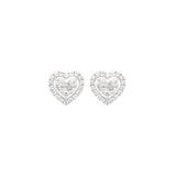 1.04ct Diamond 18K Gold Cluster Heart Stud Earrings