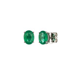 2.72ct Emerald 18K Gold Oval Stud Earrings